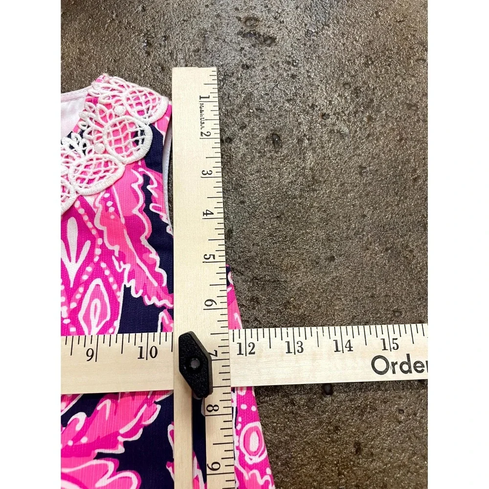 Lilly Pulitzer Shift Dress Girls 3 Multicolor‎ Pineapple Lace Collar Back Zip